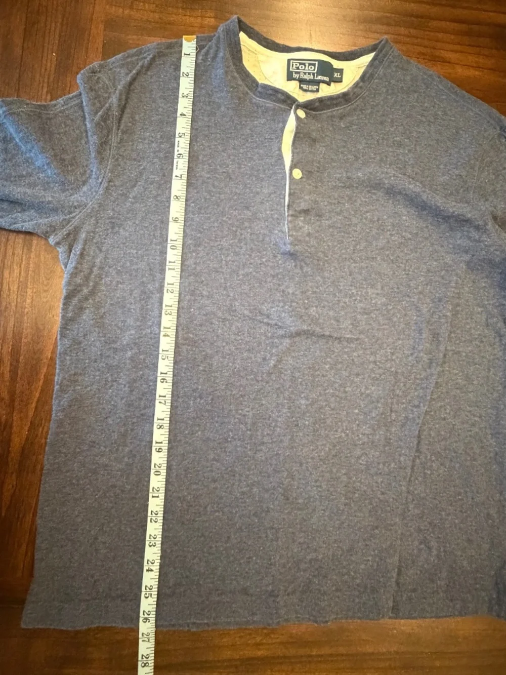 Vintage Polo Ralph Lauren Navy Slub Cotton Long Sleeve Henley Shirt, Size XL